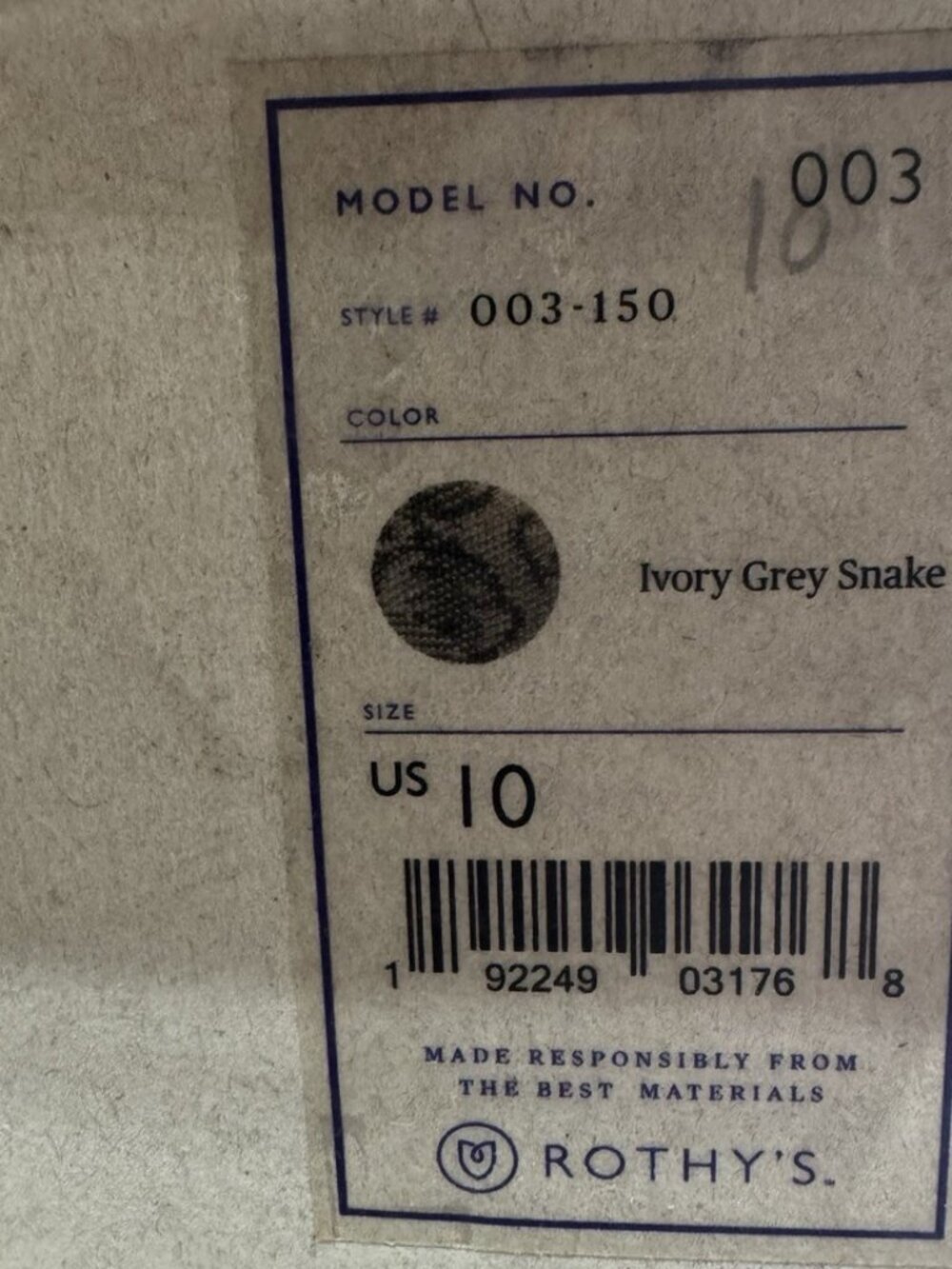 Rothys Womens The Loafer Ivory Grey Snake Size 10M - Picture 6 of 6